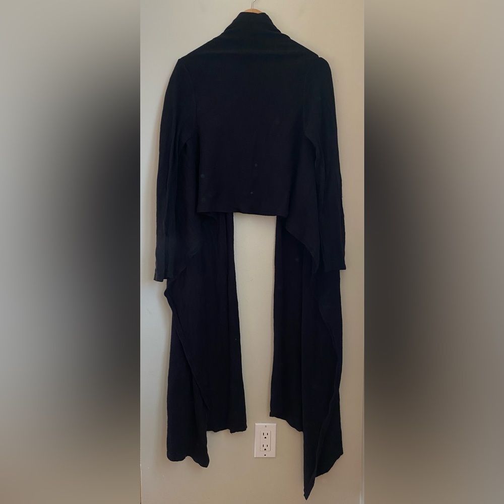 LINE The Label Cashmere Blend Open-Front Draped Maxi Cardigan Black Small - Picture 3 of 8